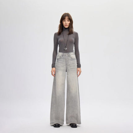 TALKLESSFASHION 25 / Silver gray vintage silver gray wide-leg pants jeans
