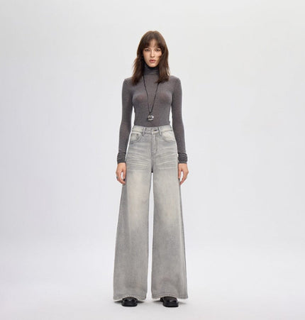TALKLESSFASHION 25 / Silver gray vintage silver gray wide-leg pants jeans