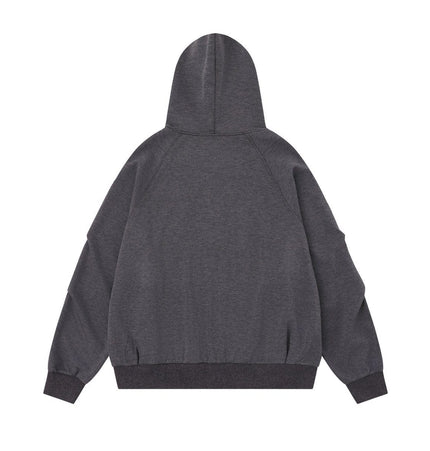 THETLSTUDIO 25010 Retro High-End Neutral Trend Solid Color Deconstructed Jacket Design Men's Loose Cardigan Hooded Sweatshirt
