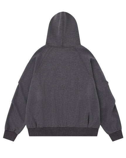 TALKLESSFASHION 25010 Retro High-End Neutral Trend Solid Color Deconstructed Jacket Design Men's Loose Cardigan Hooded Sweatshirt