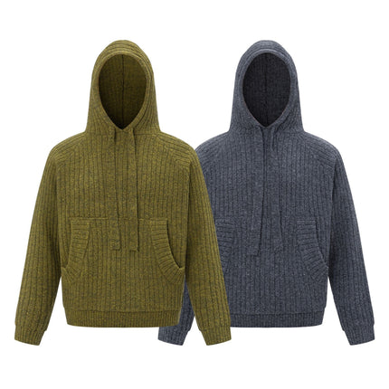 TALKLESSFASHION 27234 American Style 2024 Fall/Winter Vintage Men's Sweater Solid Color Design Premium Men's and Women's Hooded Sweaters Knitwear
