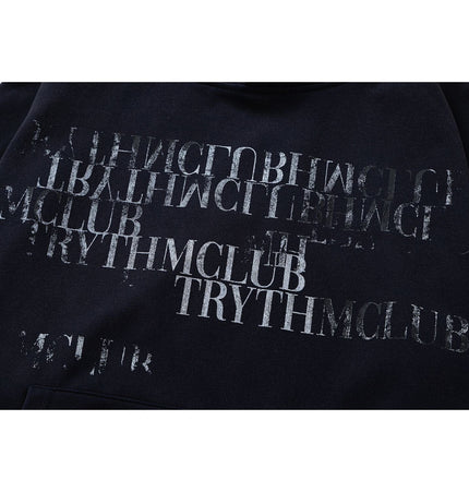 TALKLESSFASHION 27245 American retro high-end neutral letter design neutral thickened men's heavy loose hooded sweatshirt