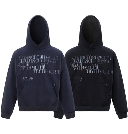 TALKLESSFASHION 27245 American retro high-end neutral letter design neutral thickened men's heavy loose hooded sweatshirt