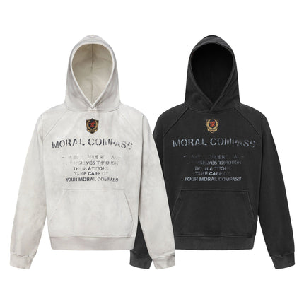 TALKLESSFASHION 27258 American retro neutral high-end sense old sense deconstruction design men's heavy loose hooded sweatshirt