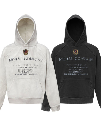TALKLESSFASHION 27258 American retro neutral high-end sense old sense deconstruction design men's heavy loose hooded sweatshirt