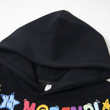 TALKLESSFASHION 2726 American retro high street trend men's and women's high-end sense fun color print design men's hooded sweatshirt