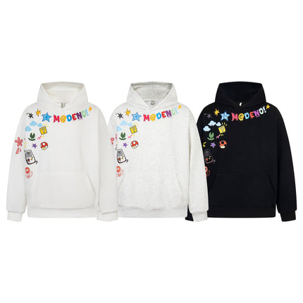 TALKLESSFASHION 2726 American retro high street trend men's and women's high-end sense fun color print design men's hooded sweatshirt