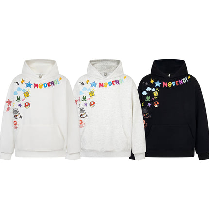 THETLSTUDIO 2726 American retro high street trend men's and women's high-end sense fun color print design men's hooded sweatshirt
