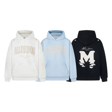 TALKLESSFASHION 2727 American retro high street trend men's and women's high-end letter 10,000 needle embroidery picture design men's hooded sweatshirt