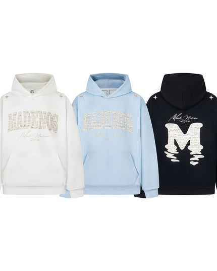 TALKLESSFASHION 2727 American retro high street trend men's and women's high-end letter 10,000 needle embroidery picture design men's hooded sweatshirt