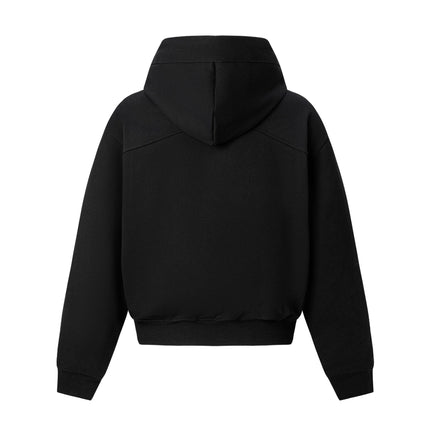 TALKLESSFASHION 27378 American retro unisex high-end solid color deconstructed design men's heavy loose hooded sweatshirt
