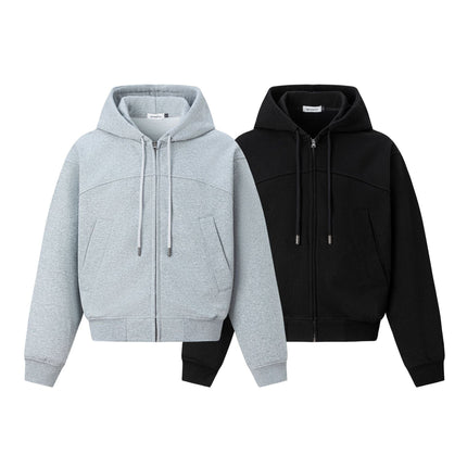 TALKLESSFASHION 27378 American retro unisex high-end solid color deconstructed design men's heavy loose hooded sweatshirt