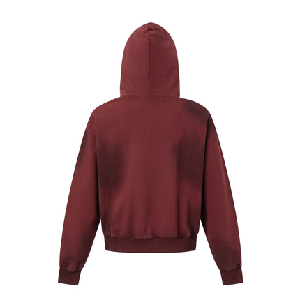 TALKLESSFASHION 27415 American street trend neutral trend print old-feeling spray horse design short and wide men's hooded sweatshirt