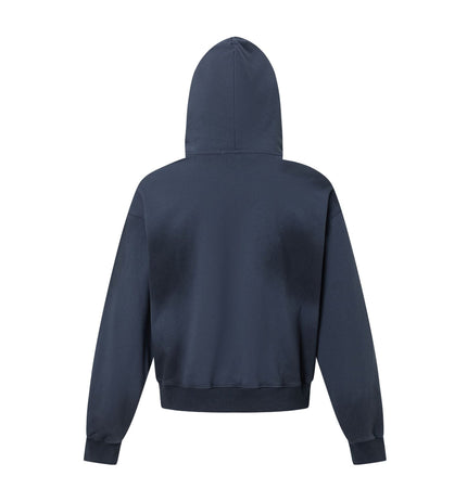 THETLSTUDIO 27415 American street trend neutral trend print old-feeling spray horse design short and wide men's hooded sweatshirt