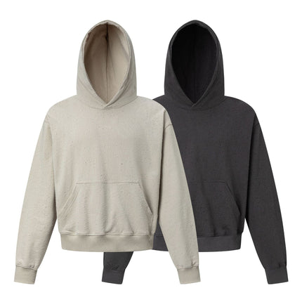 TALKLESSFASHION 27420 American street trend neutral trend retro full of worn hole design short and wide men's hooded sweatshirt