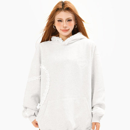 TALKLESSFASHION 2769 American retro high street trend men's and women's high-end letter embroidery love design men's hooded sweatshirt