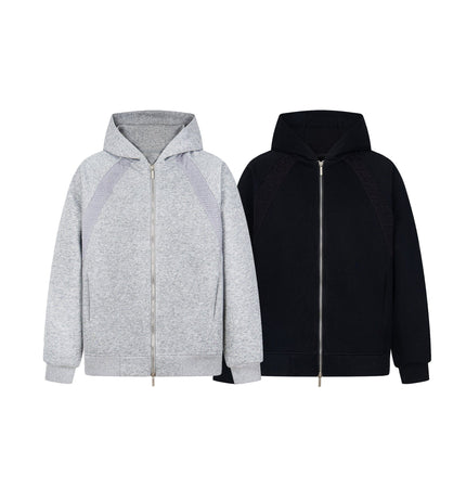 THETLSTUDIO 2879 American retro high street trend men's and women's high-end solid color versatile design men's zipper hooded sweatshirt