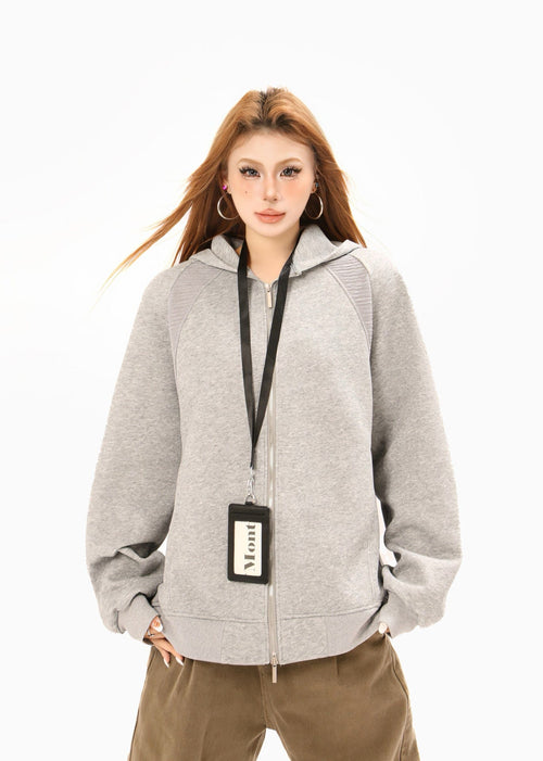 THETLSTUDIO 2879 American retro high street trend men's and women's high-end solid color versatile design men's zipper hooded sweatshirt