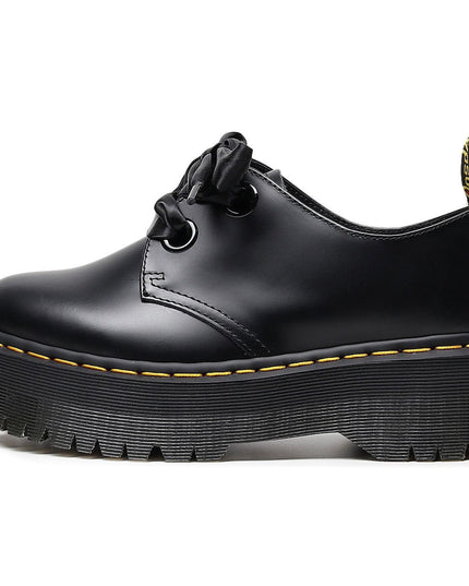 TALKLESSFASHION 35 / black 1461 Platform Small Leather Shoes 2 Hole Rose Roger Women's Homo Holly Leather Low Top Flatform Sole Booties College Style