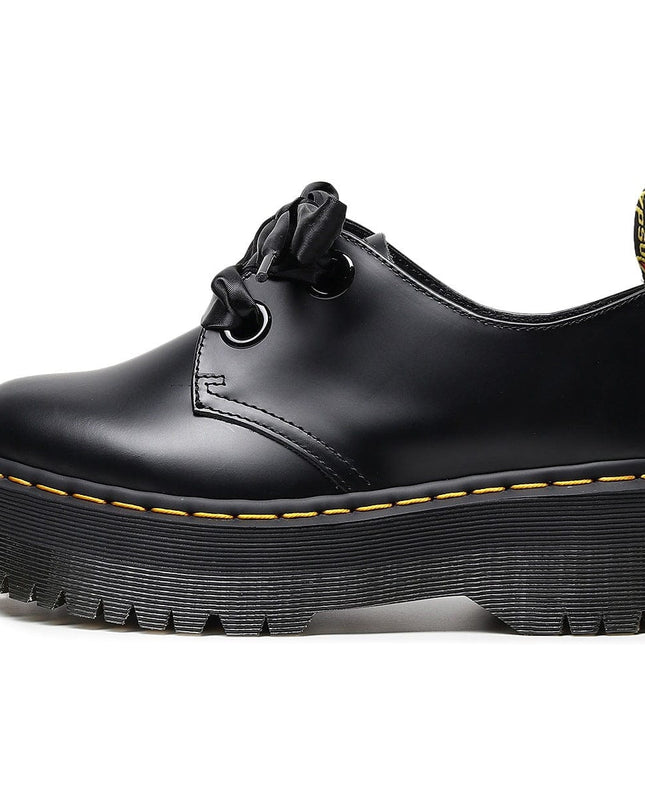 TALKLESSFASHION 35 / black 1461 Platform Small Leather Shoes 2 Hole Rose Roger Women's Homo Holly Leather Low Top Flatform Sole Booties College Style