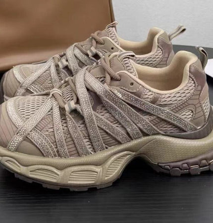TALKLESSFASHION 35 / brown 2025 summer new braided strap casual height-increasing daddy shoes