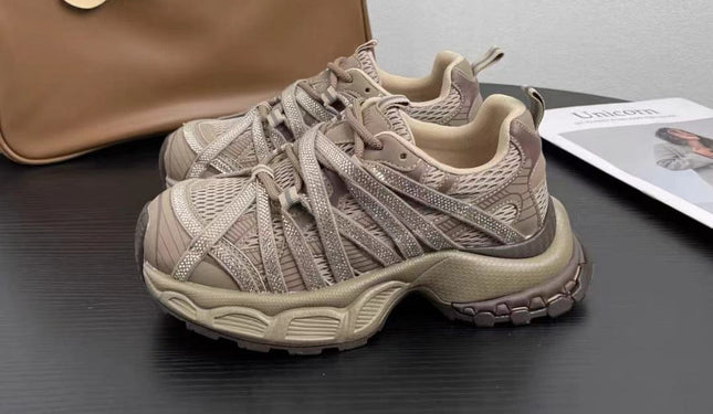 TALKLESSFASHION 35 / brown 2025 summer new braided strap casual height-increasing daddy shoes
