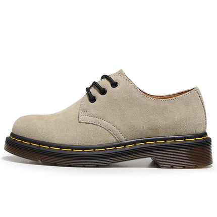 TALKLESSFASHION 35 / Pile Grey (3cm) Reverse velvet 1461 low-top small leather shoes, women's leather, British style plus-size boots, round-toed men's casual workwear, Martin shoes