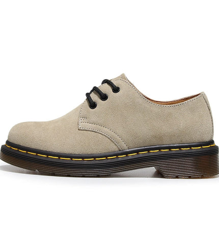TALKLESSFASHION 35 / Pile Grey (3cm) Reverse velvet 1461 low-top small leather shoes, women's leather, British style plus-size boots, round-toed men's casual workwear, Martin shoes