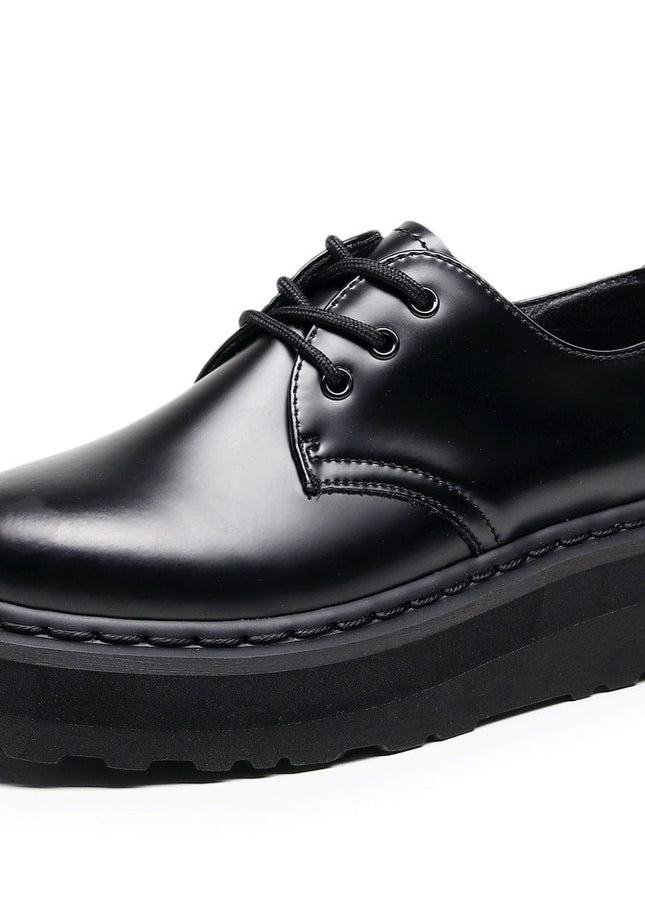 TALKLESSFASHION 35 / Thick sole -- black lin [do not grind feet] lightweight -1461 platform sole 3 hole martin shoes women's low-top genuine leather casual black student booties