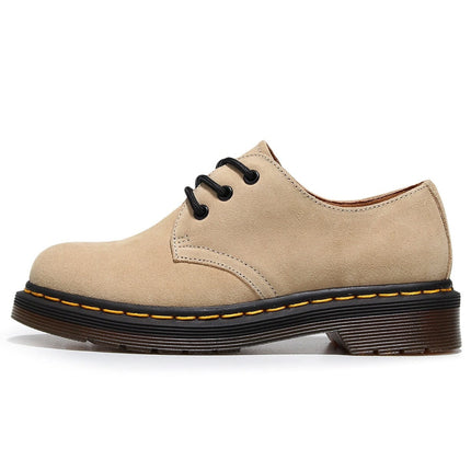 TALKLESSFASHION 35 / Velvet Sand (3cm) Reverse velvet 1461 low-top small leather shoes, women's leather, British style plus-size boots, round-toed men's casual workwear, Martin shoes
