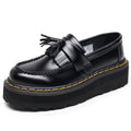 TALKLESSFASHION 35 / Yellow Line [No foot grinding] lightweight-platform tassel loafers, female genuine leather low-top heightened black small leather shoes four-season boots 5