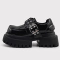 TALKLESSFASHION 37 / black Niche platform punk studded derby shoes men's high-end Velcro shoes cowhide versatile business casual shoes