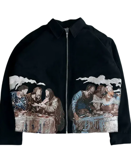 TALKLESSFASHION 5 / XXL Embroidery Oversized Zipper Jacket--6198