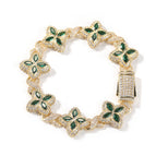 7inch bracelet / Golden green zirconium