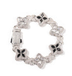 7inch bracelet / Silver white + black