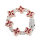 7inch bracelet / Two-color electroplated rose gold red corundum