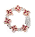 7inch bracelet / Two-color electroplated rose gold red corundum