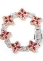 Two-color electroplated rose gold red corundum