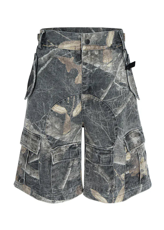 TALKLESSFASHION 8487 / Asian M Washed Camouflag Baggy Short  --8953