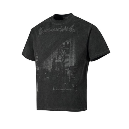 TALKLESSFASHION Abstract print T-shirt short sleeve men's top cotton crew neck casual shirt loose summer ins hip hop street trend