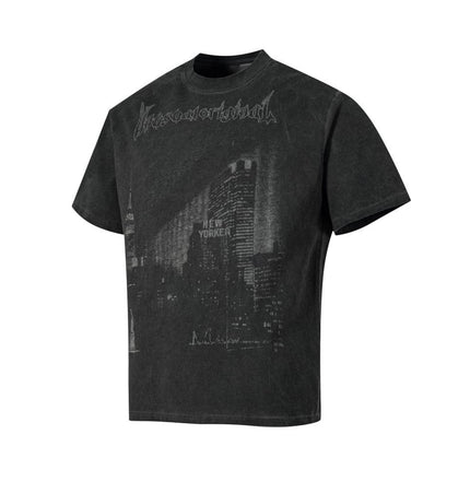 THETLSTUDIO Abstract print T-shirt short sleeve men's top cotton crew neck casual shirt loose summer ins hip hop street trend