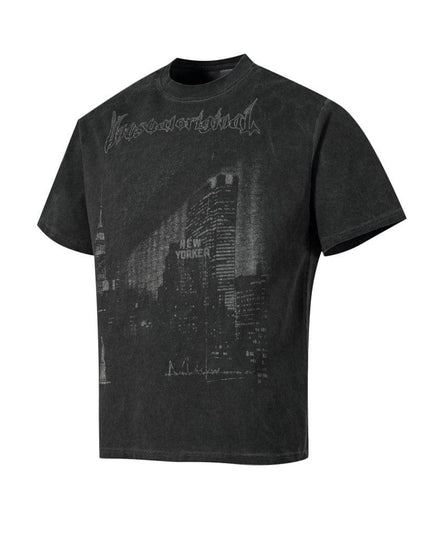 TALKLESSFASHION Abstract print T-shirt short sleeve men's top cotton crew neck casual shirt loose summer ins hip hop street trend