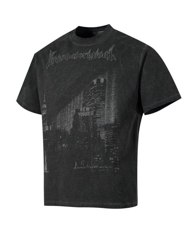 TALKLESSFASHION Abstract print T-shirt short sleeve men's top cotton crew neck casual shirt loose summer ins hip hop street trend