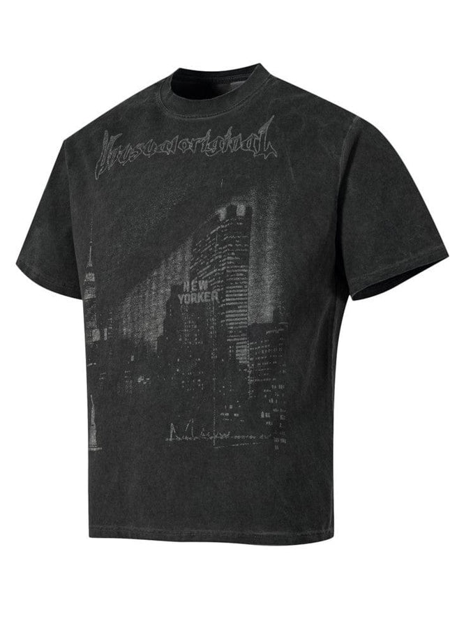 TALKLESSFASHION Abstract print T-shirt short sleeve men's top cotton crew neck casual shirt loose summer ins hip hop street trend