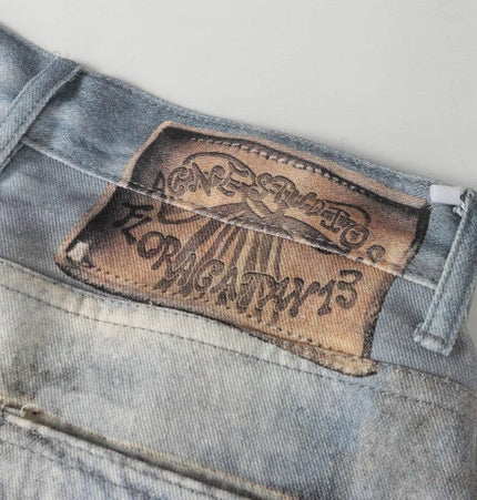 Destroyed Scimitar Jeans in Smoky Blue Black