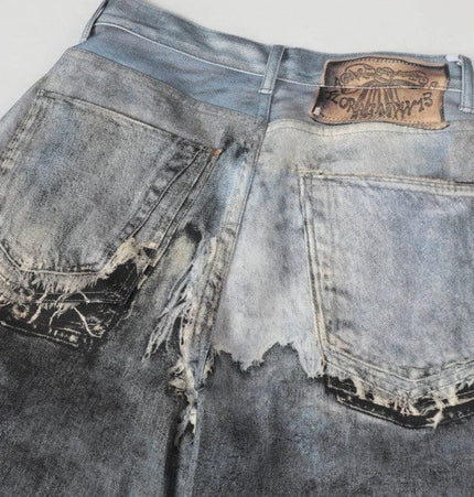 Destroyed Scimitar Jeans in Smoky Blue Black