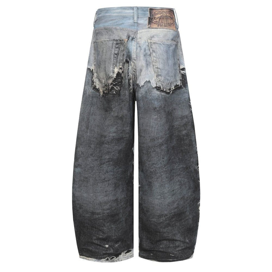 Destroyed Scimitar Jeans in Smoky Blue Black