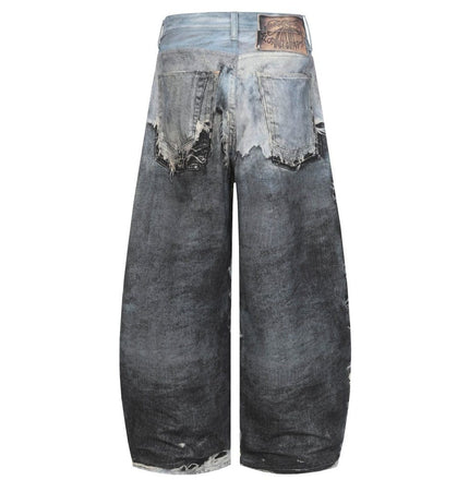 Destroyed Scimitar Jeans in Smoky Blue Black