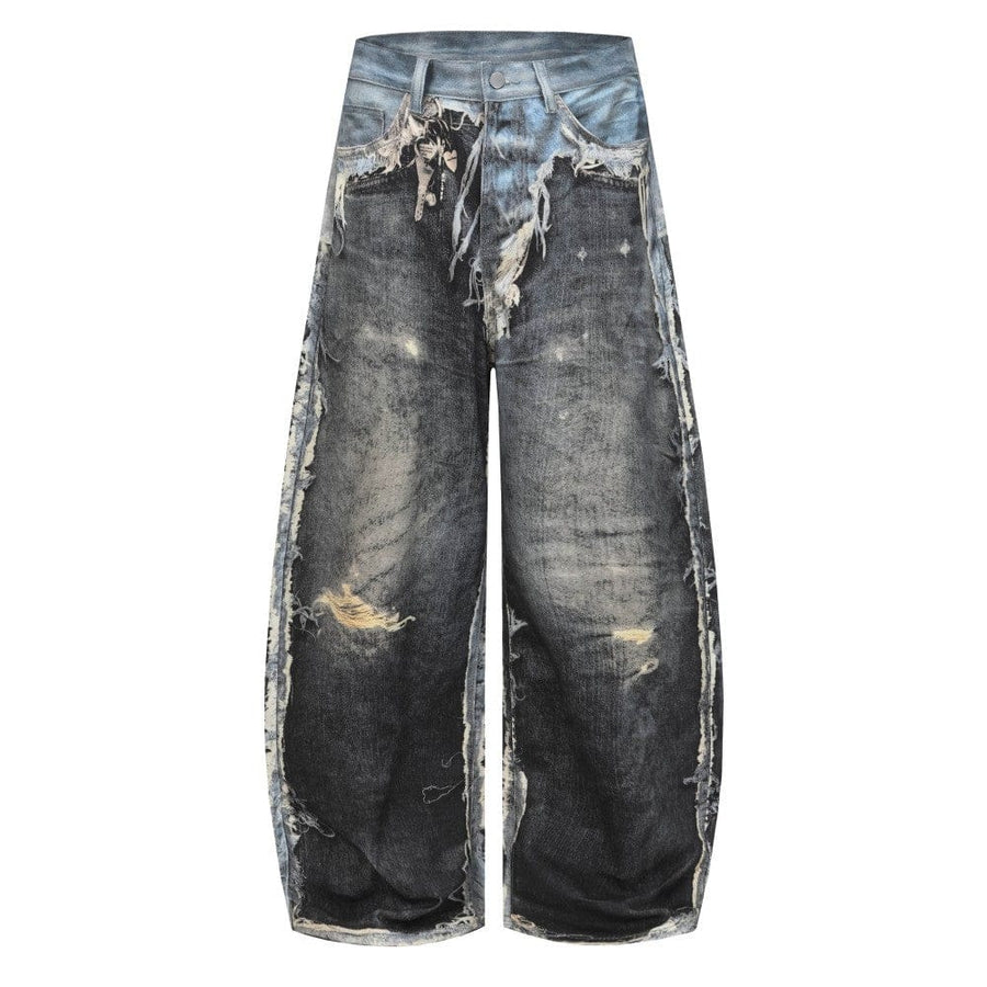 Destroyed Scimitar Jeans in Smoky Blue Black