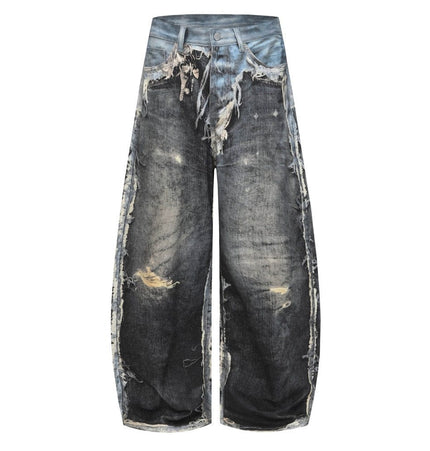 Destroyed Scimitar Jeans in Smoky Blue Black